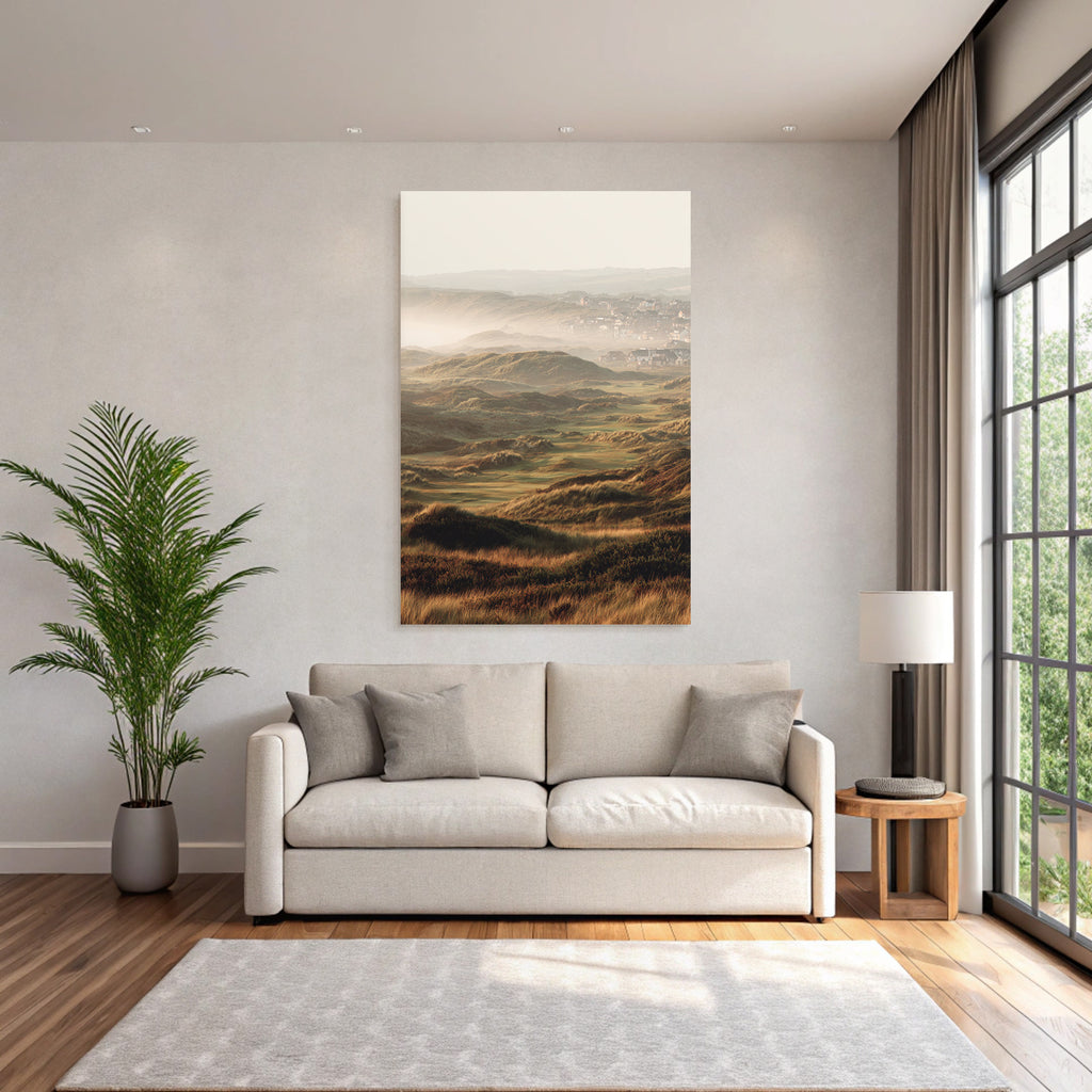 Scenic Landscape Rolling Hills Misty Coastal Area Dawn Dusk | Duenen und Heide | Landschaften