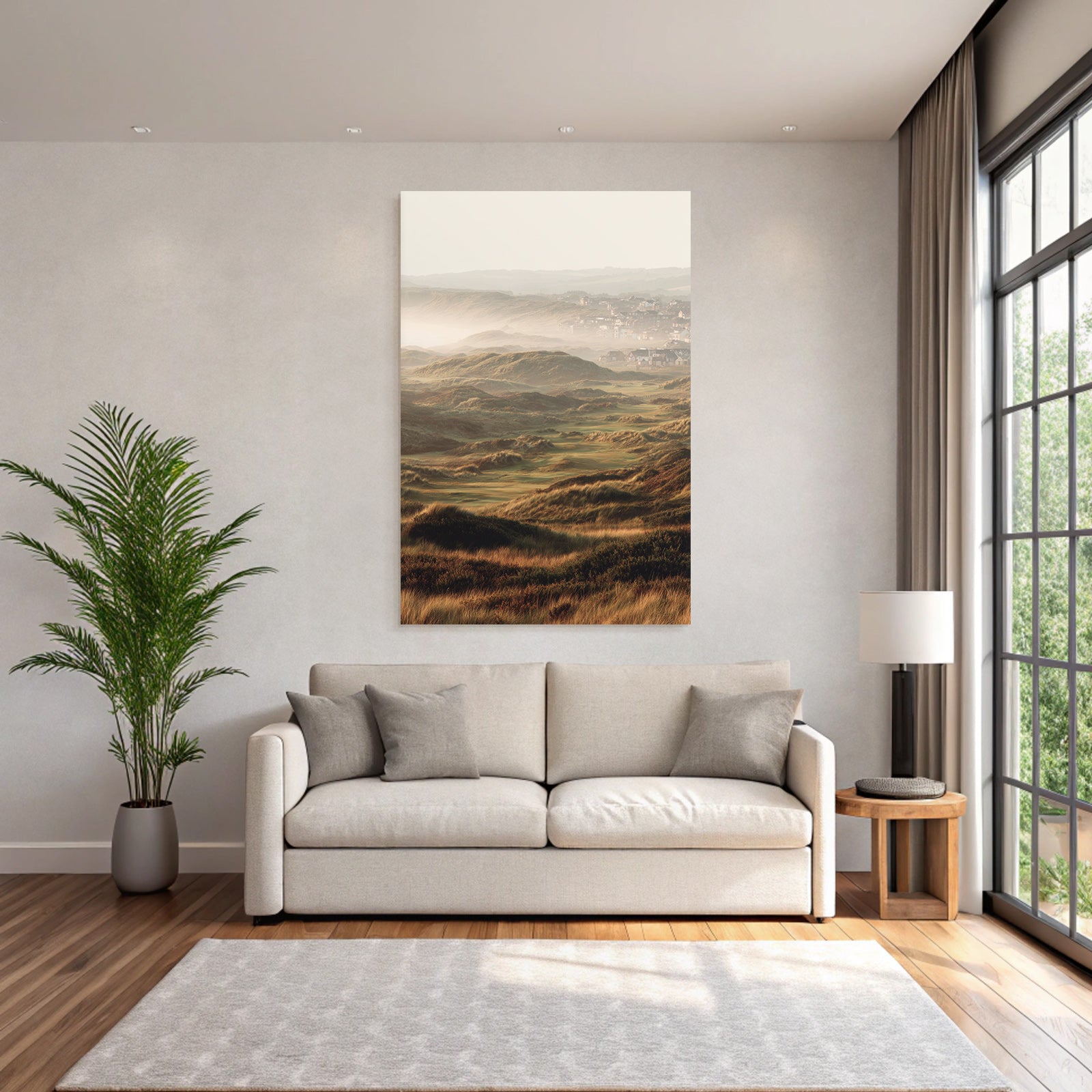 Scenic Landscape Rolling Hills Misty Coastal Area Dawn Dusk | Duenen und Heide | Landschaften