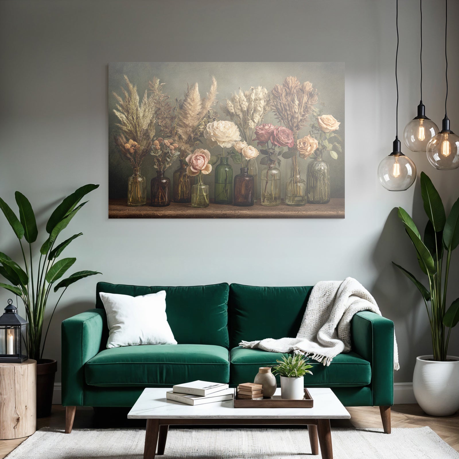 Trocken Retro Flowers Getrocknete In Glassflaschen Künstliche Deko Rustikal