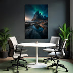 Polarlicht Dramatische Landschaft Mit Gebirgen Und Aurora | Fjorde und Gletscher | Landschaften