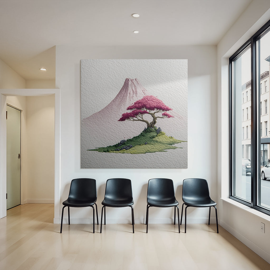 Kirschblütenbaum Vor Japanischer Berglandschaft