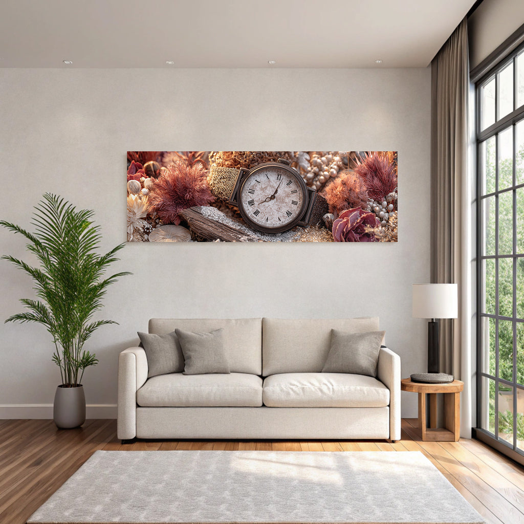Trocken Retro Flowers Vintage Uhr Mit Trockenen Und Pflanzen