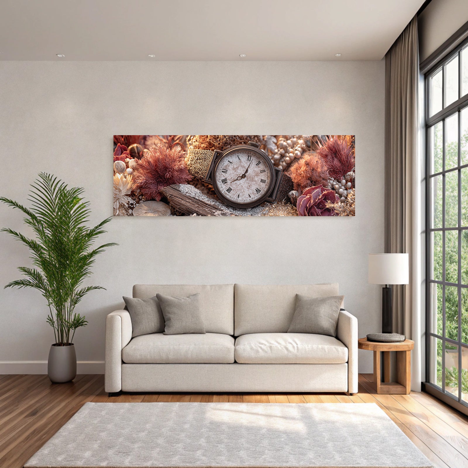 Trocken Retro Flowers Vintage Uhr Mit Trockenen Und Pflanzen