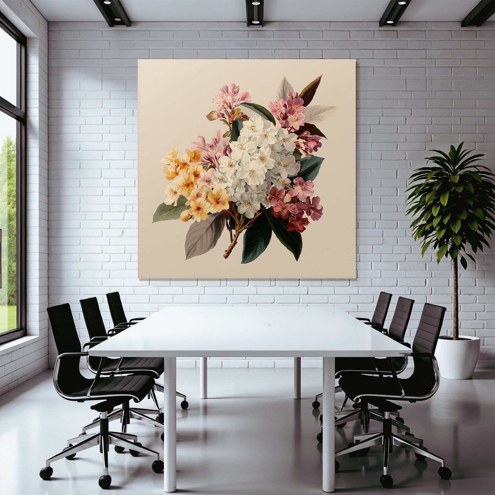 Strauss Mit Bunten Blüten Und Grünen Blättern