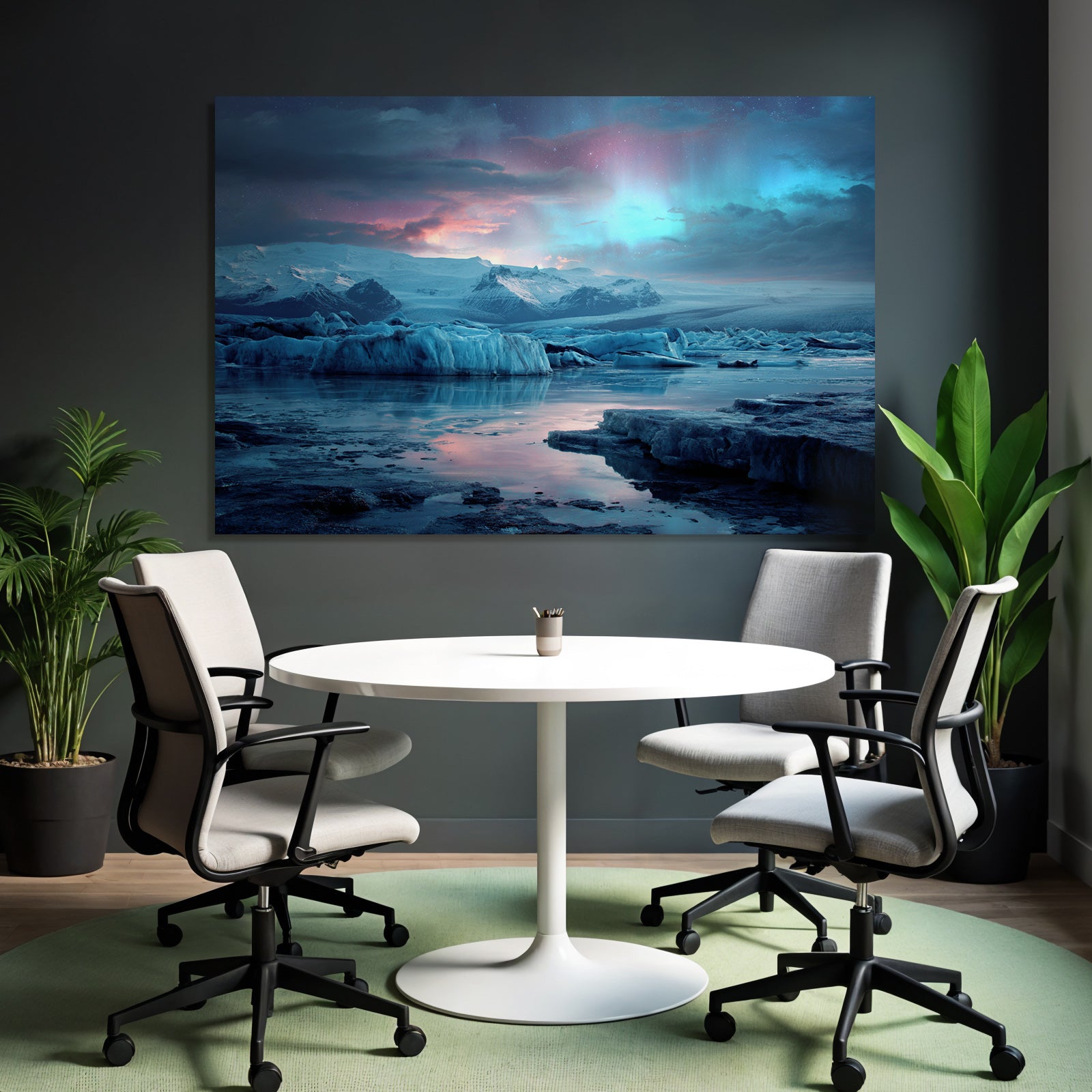 Polarlicht Glanzendes Landschaftsbild Mit Gletschern Und Aurea Borealis | Fjorde und Gletscher | Landschaften