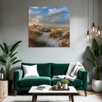 Friedliche Landschaft Sandy Terrain Gras Blumen Dawn Dusk | Duenen und Heide | Landschaften