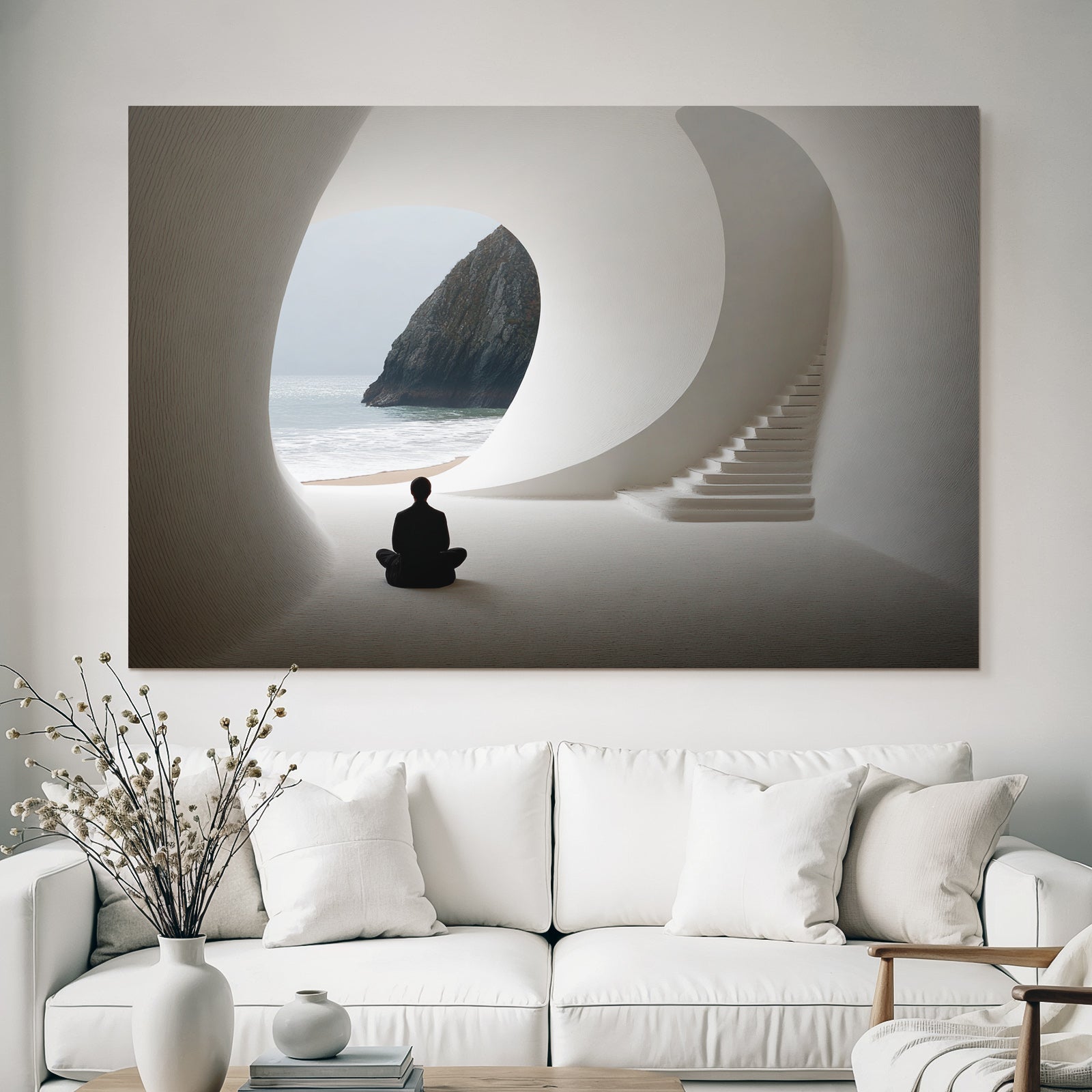 Yoga Meditation Serene Architectural Space Meditation Coastline Tranquility | Yoga und Meditation | Themen und Hobbys