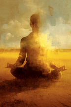 Yoga Meditation Meditierender Mensch Im Erdton Hintergrund Serenität | Yoga und Meditation | Themen und Hobbys