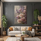 Pastell Stillleben Mit Rosen Und Tulpen Im Unschärfenhintergrund