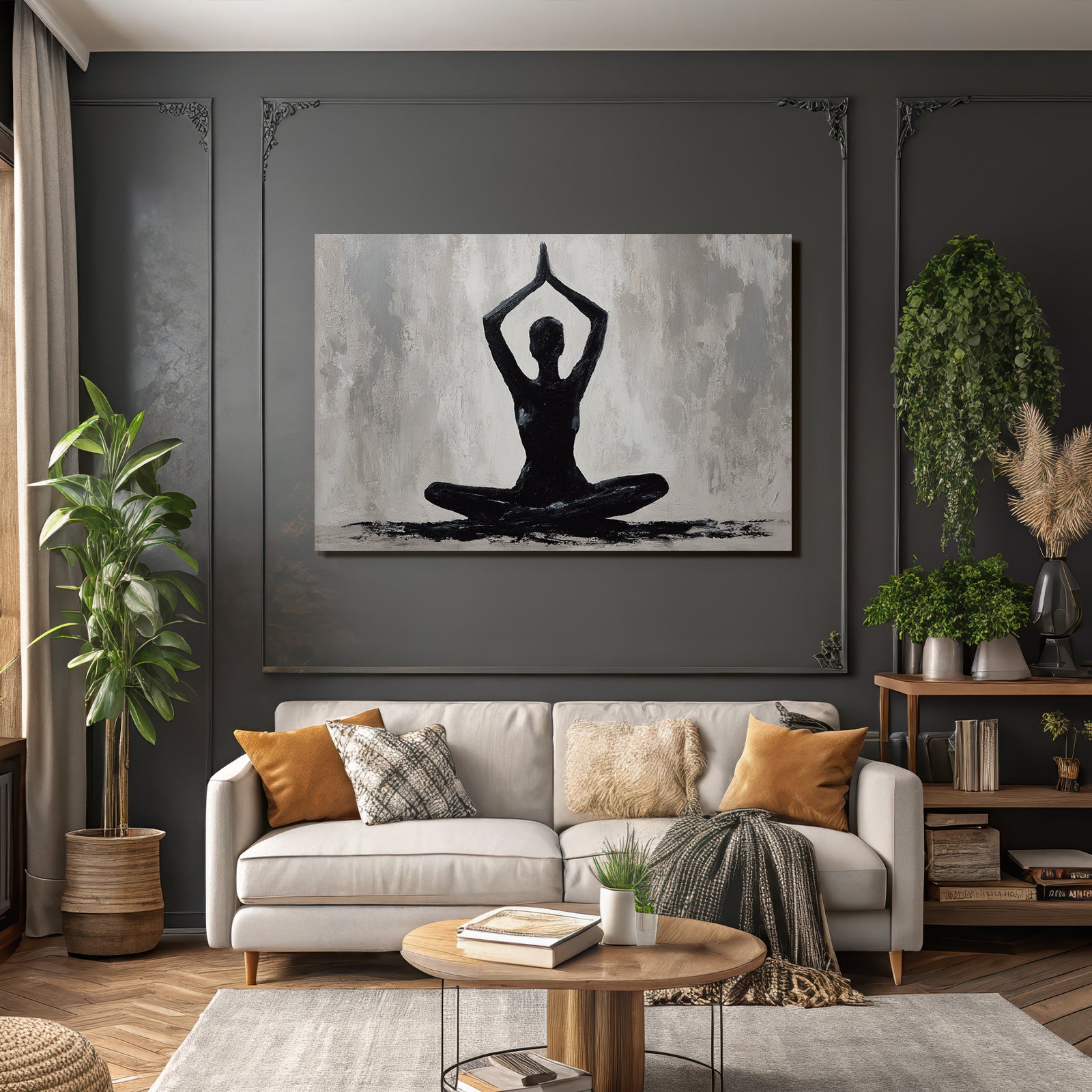 Yoga Meditation Meditierender Mensch Im Grau Mit Händen Oben | Yoga und Meditation | Themen und Hobbys