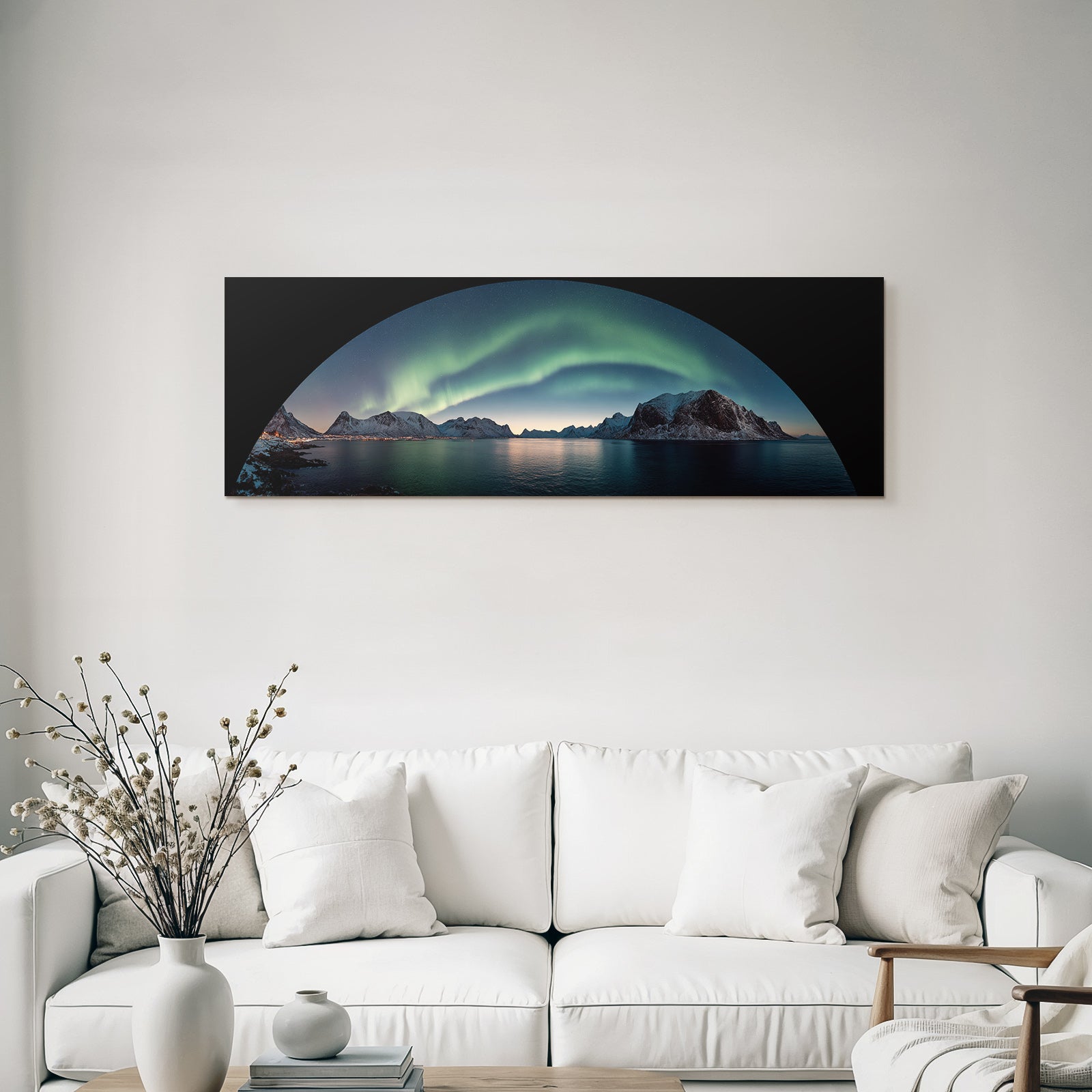 Polarlicht Nordlichter Nachts Schneebedeckte Landschaft Reflexionen | Fjorde und Gletscher | Landschaften