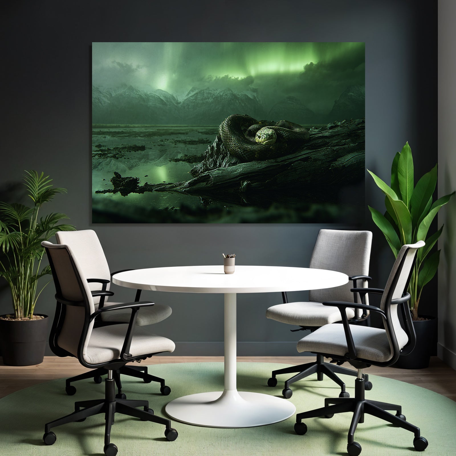 Polarlicht Grosser Schlange Um Driftwood Mit Grüner Aurora Im Hintergrund | Fjorde und Gletscher | Landschaften