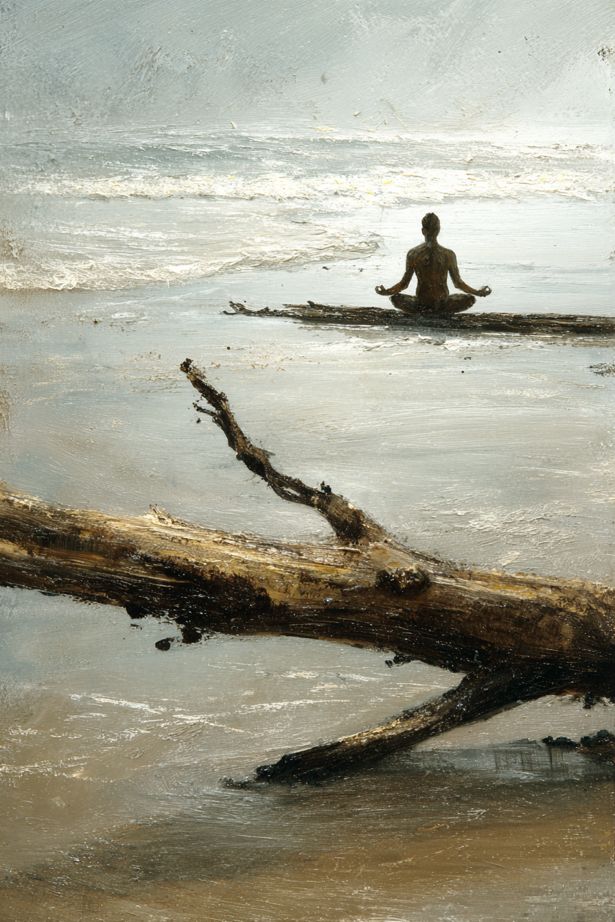Yoga Meditation Meditierende Person Am Strand In Der Natur Mit Wellen Hintergrund | Yoga und Meditation | Themen und Hobbys
