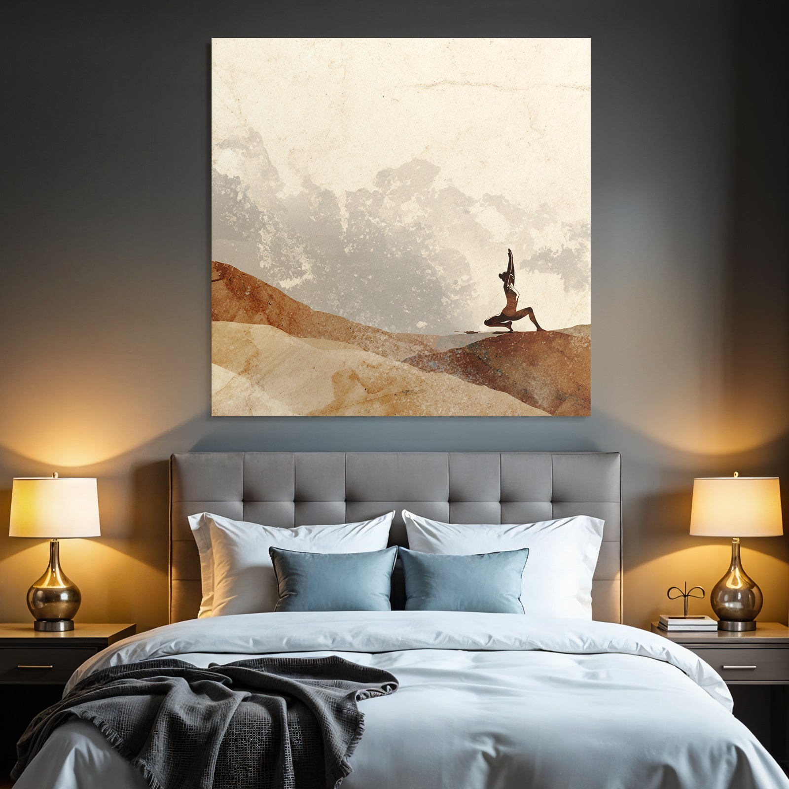 Yoga Meditation Yoga Pose Tranquil Nature Illustration Texturiert Erde Töne Abstract | Yoga und Meditation | Themen und Hobbys