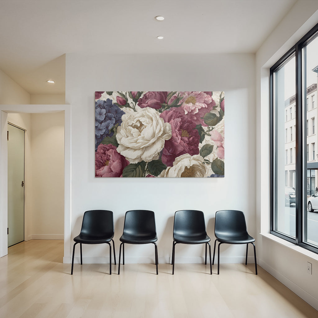 Vintage floral pattern with peonies and hydrangeas