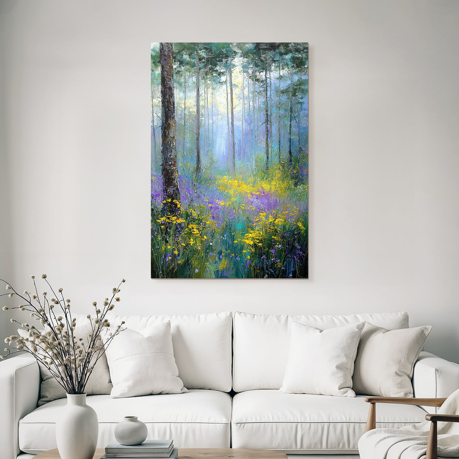 Impressionistischer Wald Mit Sonnenlicht Und Bunten