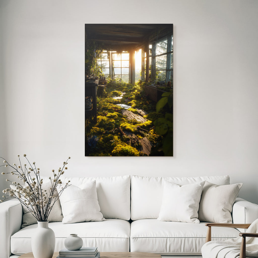 Verlassener Raum Mit Üppiger Vegetation Im Neün Licht | Lost Places | Architektur