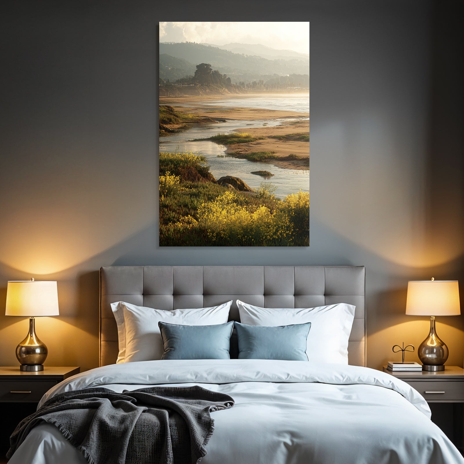 Friedliche Naturlandschaft Fluss Flora Hügel Warmes Licht | Duenen und Heide | Landschaften