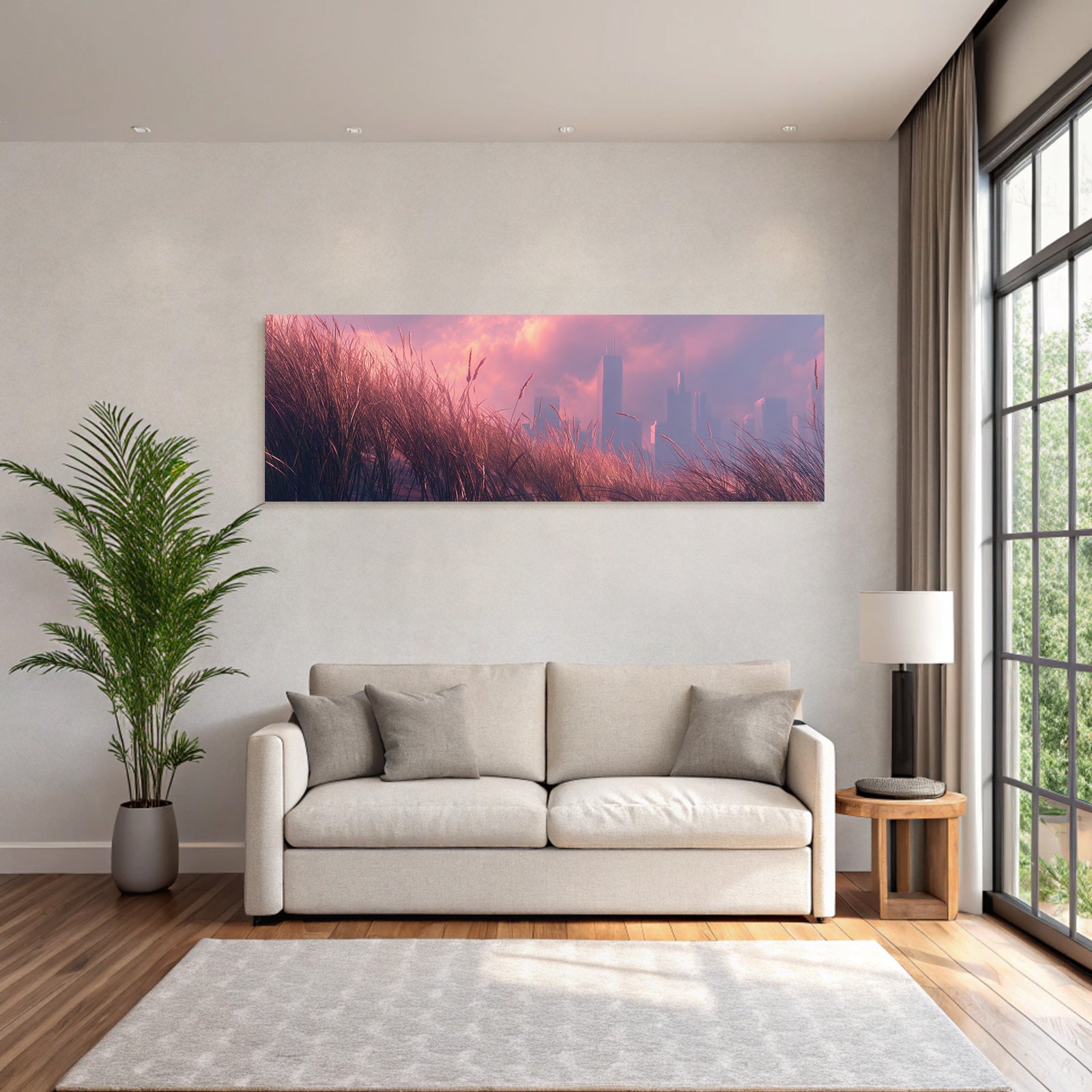 Ruhige Landschaft Grasstadt Skyline Sunset | Duenen und Heide | Landschaften