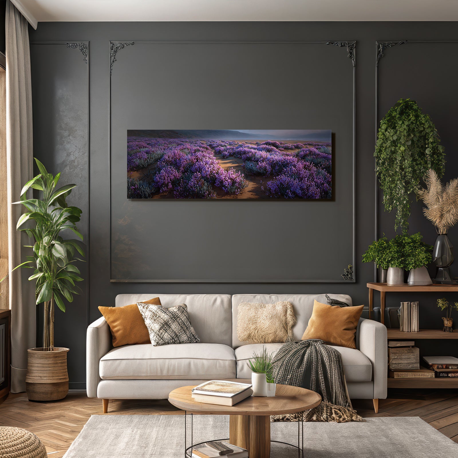 Blumenlandschaft Lila Blumen Wiese Meer Ruhige Umgebung | Duenen und Heide | Landschaften