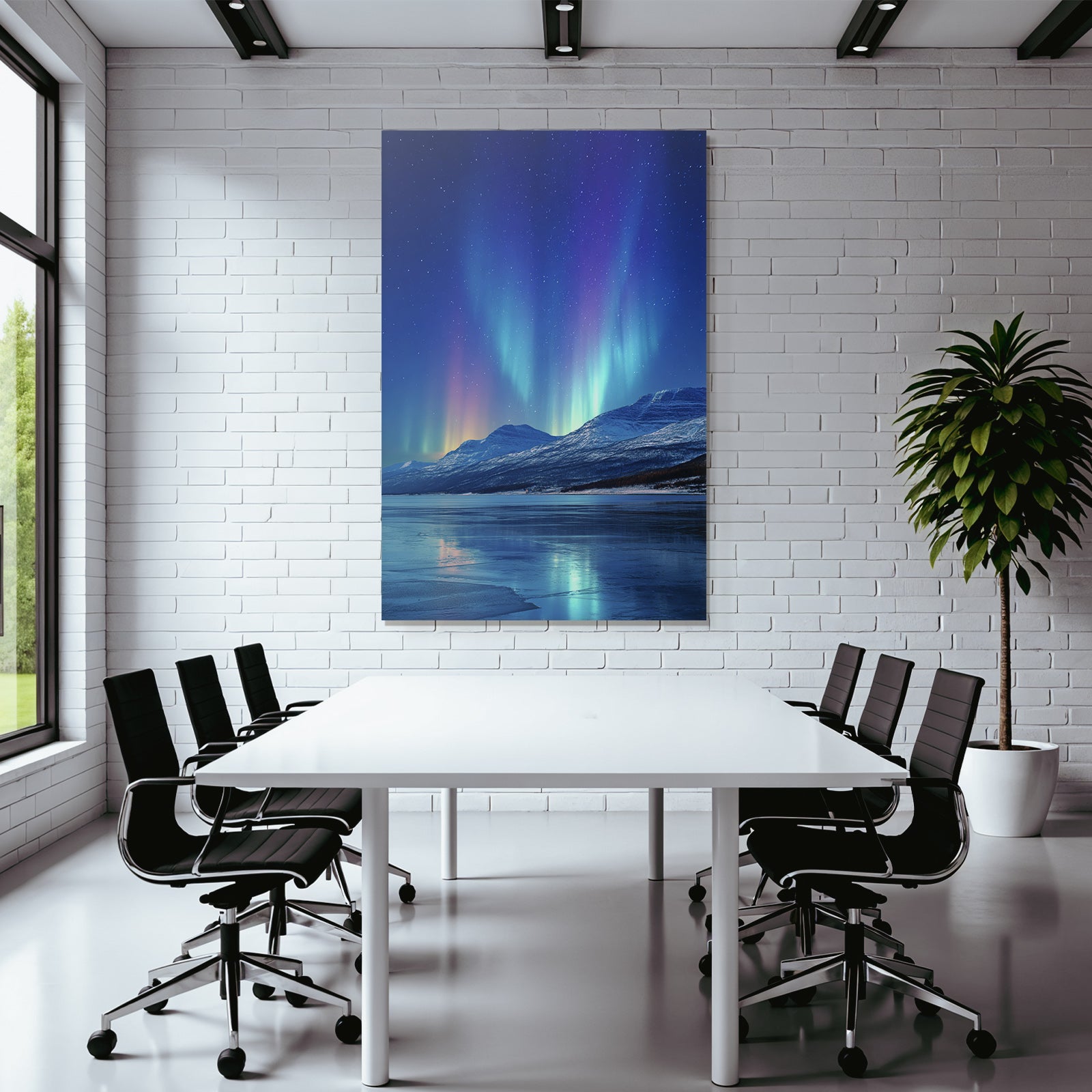 Polarlicht Aurora Borealis Nachtlandschaft Schneebedeckte Berge Reflektion Wasser | Fjorde und Gletscher | Landschaften