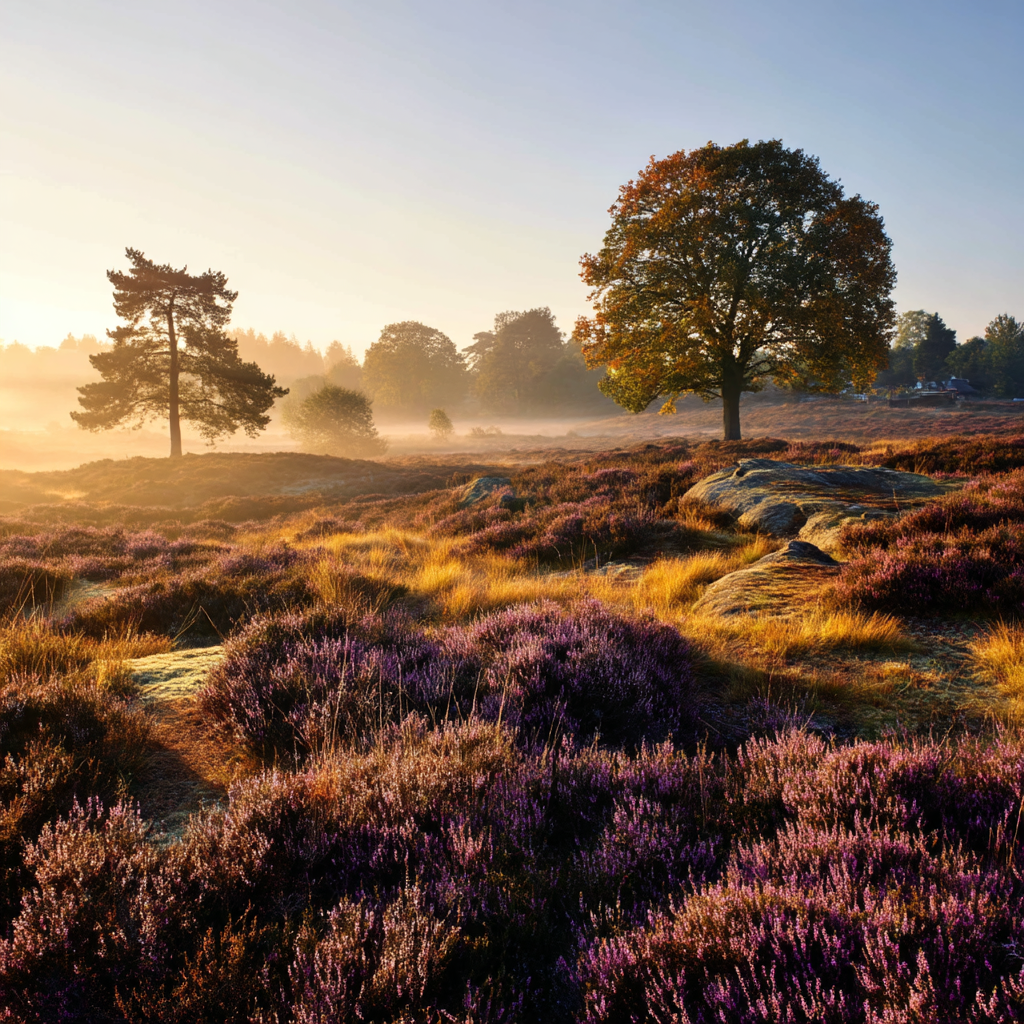 Ruhelandschaft Heideblumen Im Mist | Duenen und Heide | Landschaften