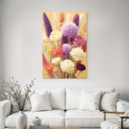 Trocken Retro Flowers Blumige Anordnung Vibrant Purple Gelb Orange Rosa Künstlerisch