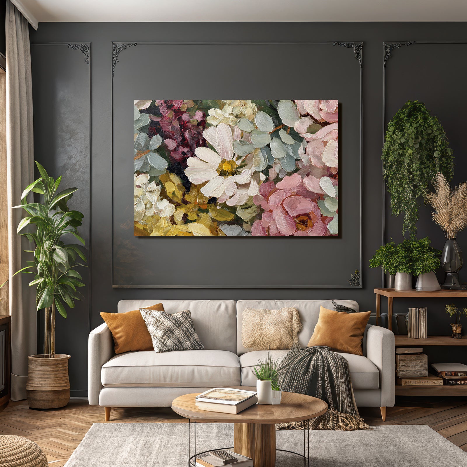 Trocken Retro Flowers Impressionen Naheaufnahme Von Farbevollen Blüten Mit Texturiertem Stil