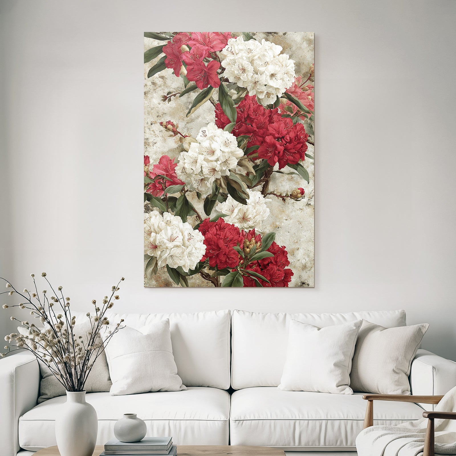 Schön Bunte Rhododendron Anordnung Mit Roten Und Weissen Blüten