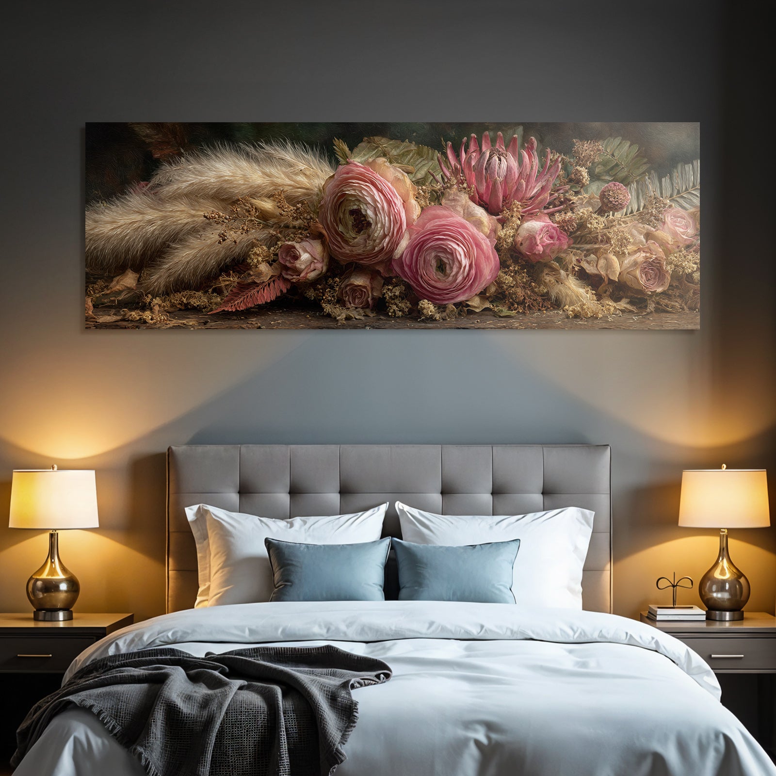 Trocken Retro Flowers Florale Anordnung Mit Rosen Und Getrockneten Pflanzen Elegant Kunstvoll