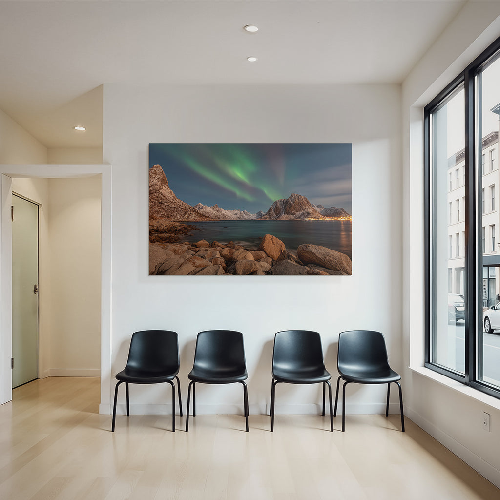 Polarlicht Schöne Landschaft Mit See Und Norlicht In Den Polarregionen | Fjorde und Gletscher | Landschaften
