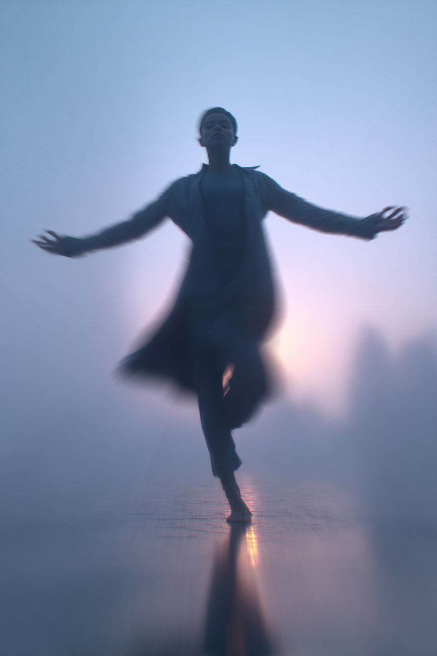 Yoga Meditation Tanzende Figur In Nebliger Umgebung Etherale Schönheit Und Tranquilität | Yoga und Meditation | Themen und Hobbys