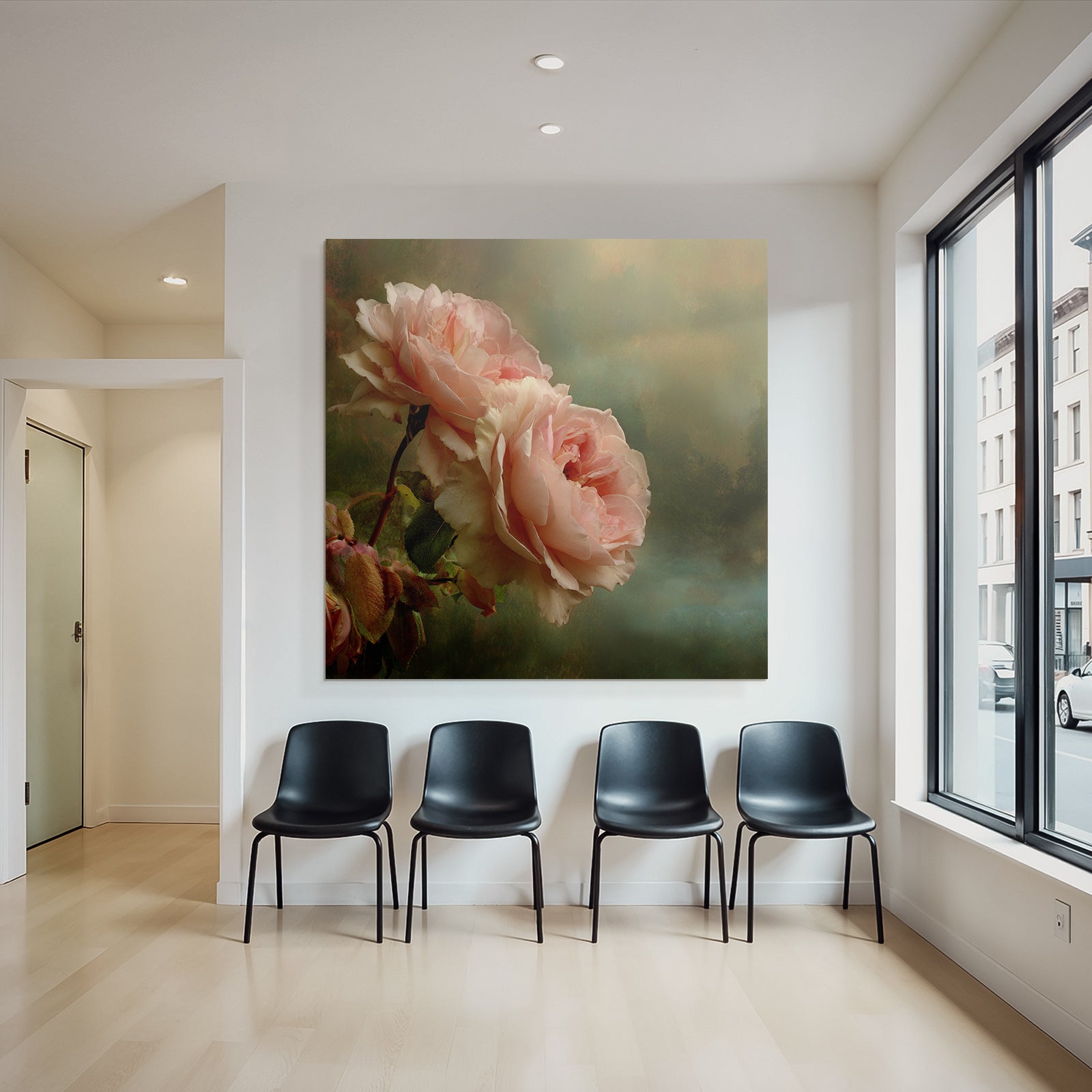 Zwei Rosa Rosen Vor Weichem Hintergrund