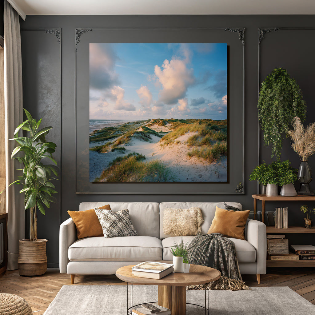 Ruhige Landschaft Sanddünen Mit Gras Und Meer Himmel | Duenen und Heide | Landschaften