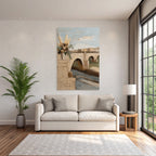 Trocken Retro Flowers Brücke Über Fluss Vase Mit Getrockneten Serde Landschaft