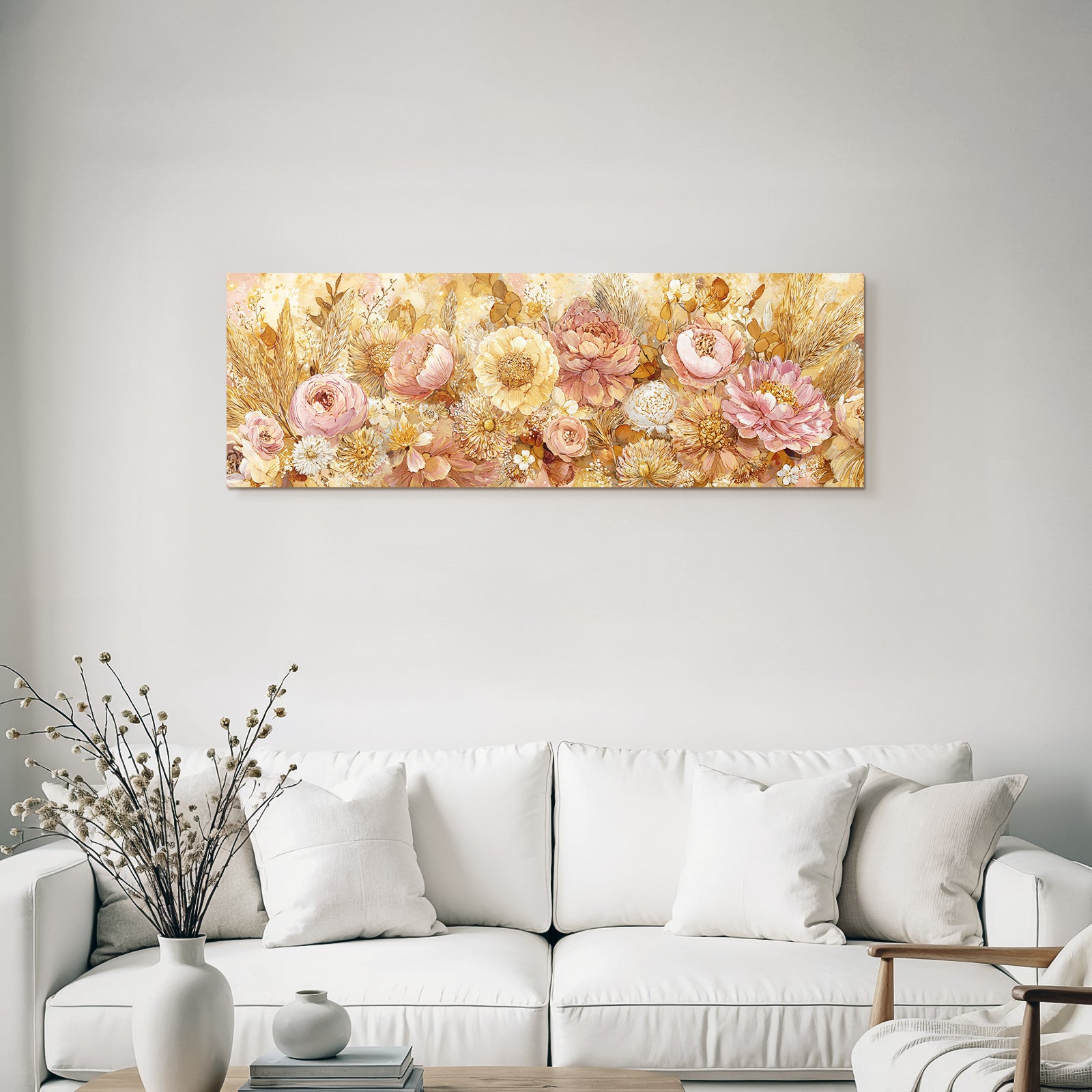 Trocken Retro Flowers Blumige Anordnung Peonies Daisies Und Grünery Illustration
