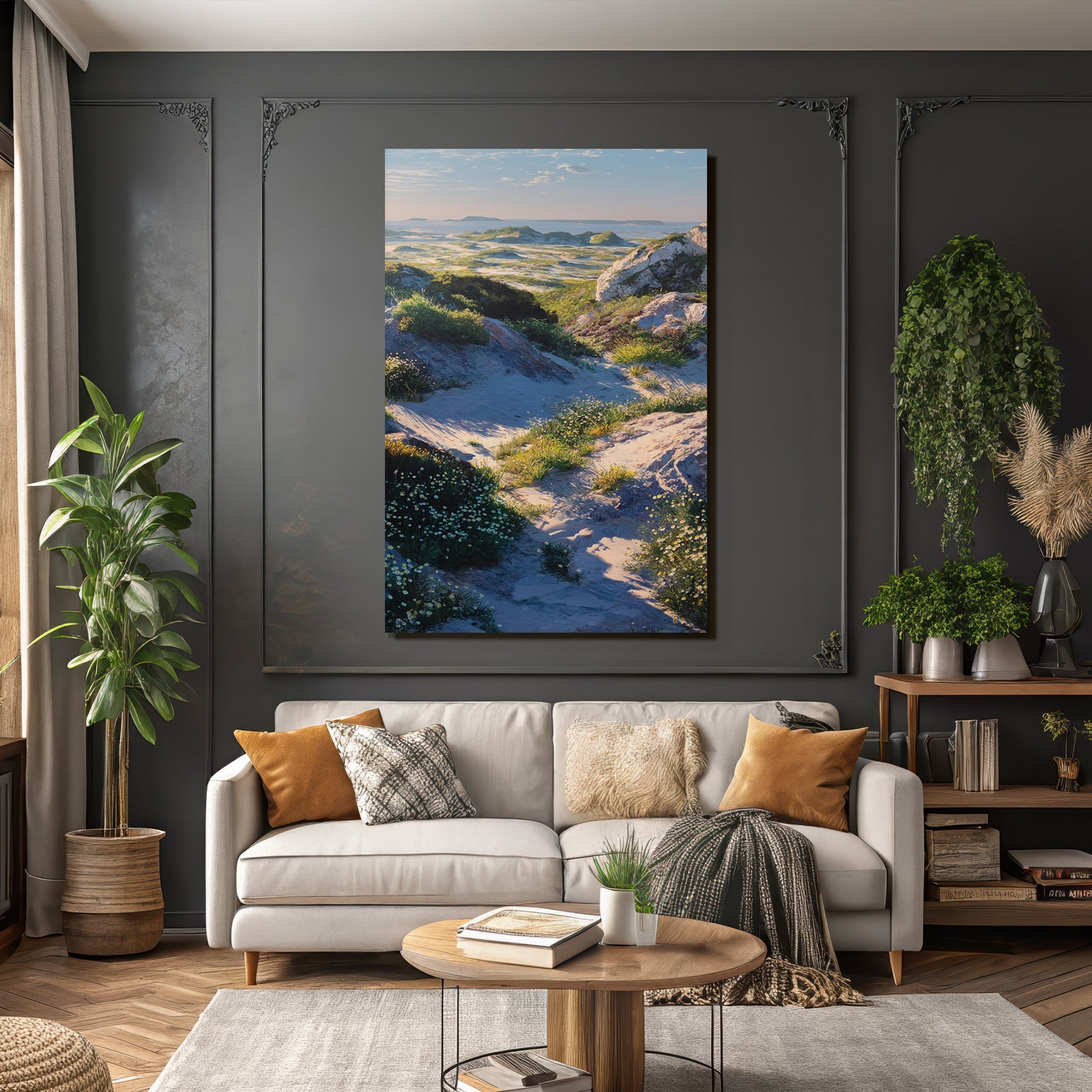 Rockige Landschaft Mit Grünem Hügel And Meerblick | Duenen und Heide | Landschaften