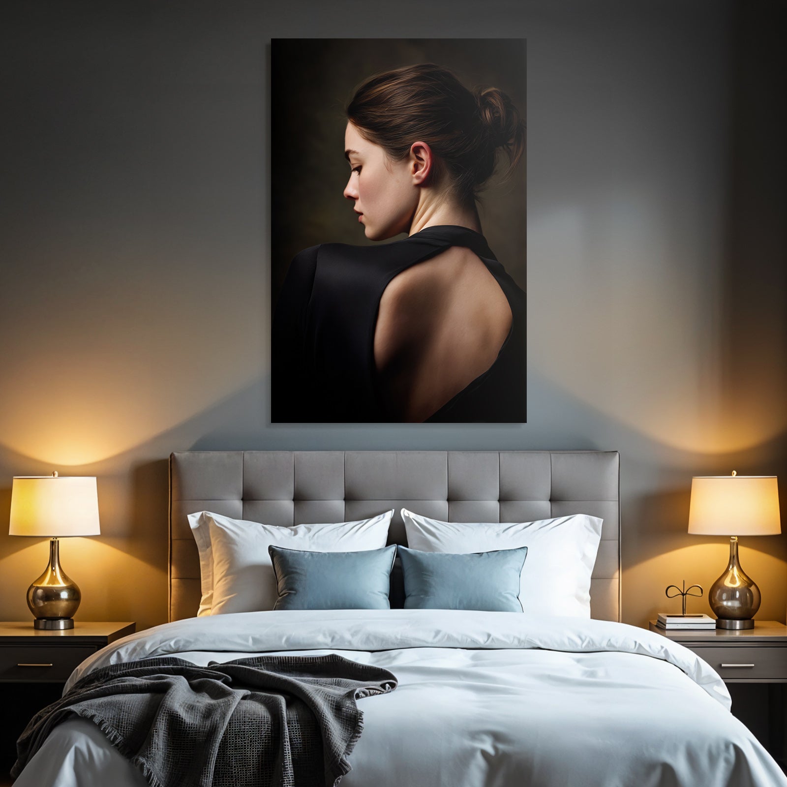 Elegante Porträt Von Hinten Introspektiv Schwarz Grazie | Aktkunst und Sinnlichkeit | Menschen und Emotionen