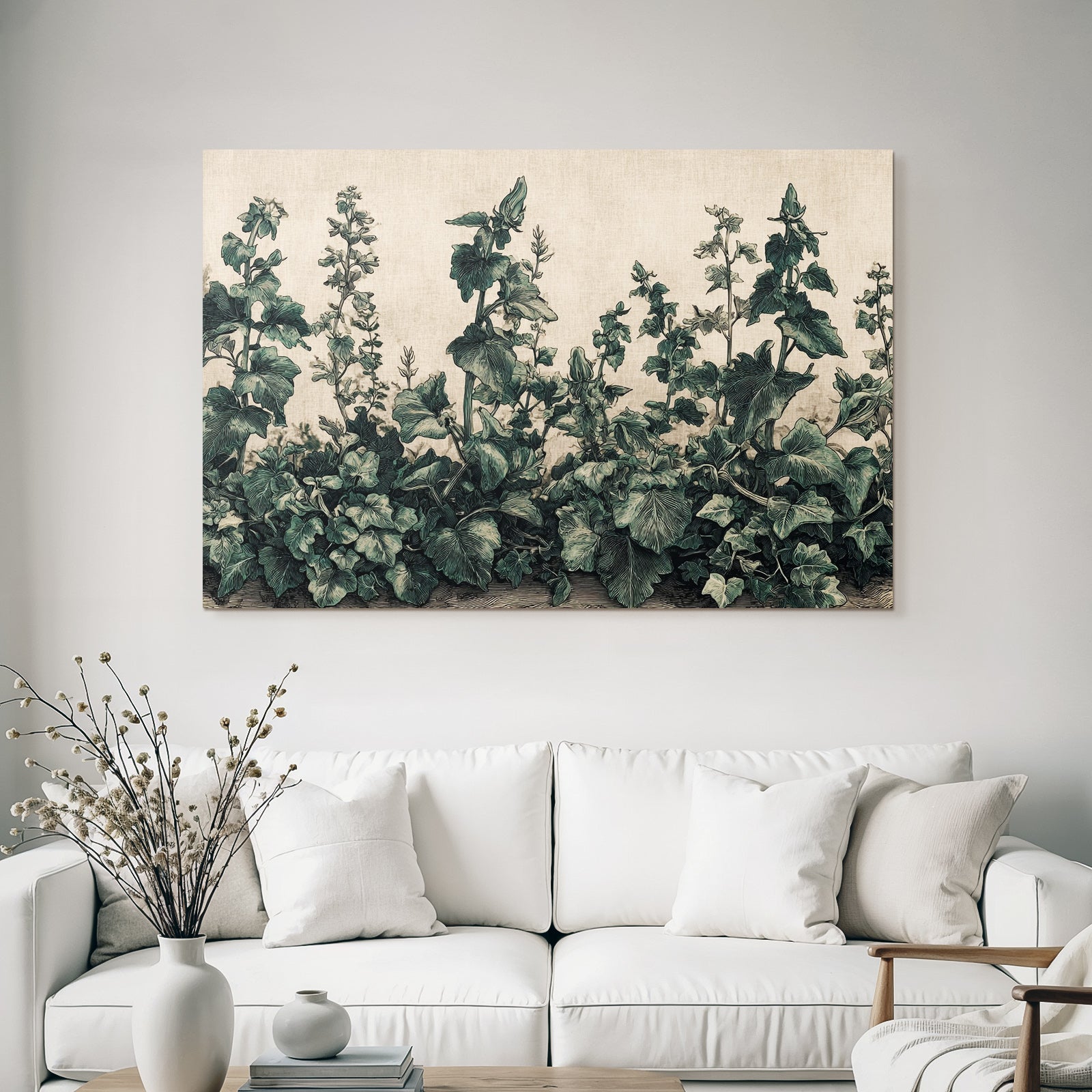 Stilisierte Botanische Pflanzenillustration Mit Texturiertem Hintergrund