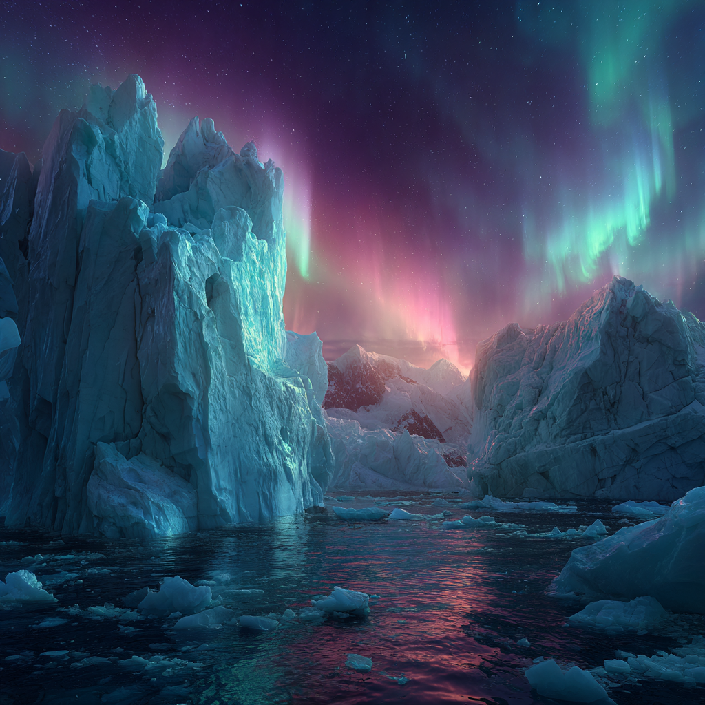 Polarlicht Stunning Naturlandschaft Ice Formations Auroras Polar Region | Fjorde und Gletscher | Landschaften