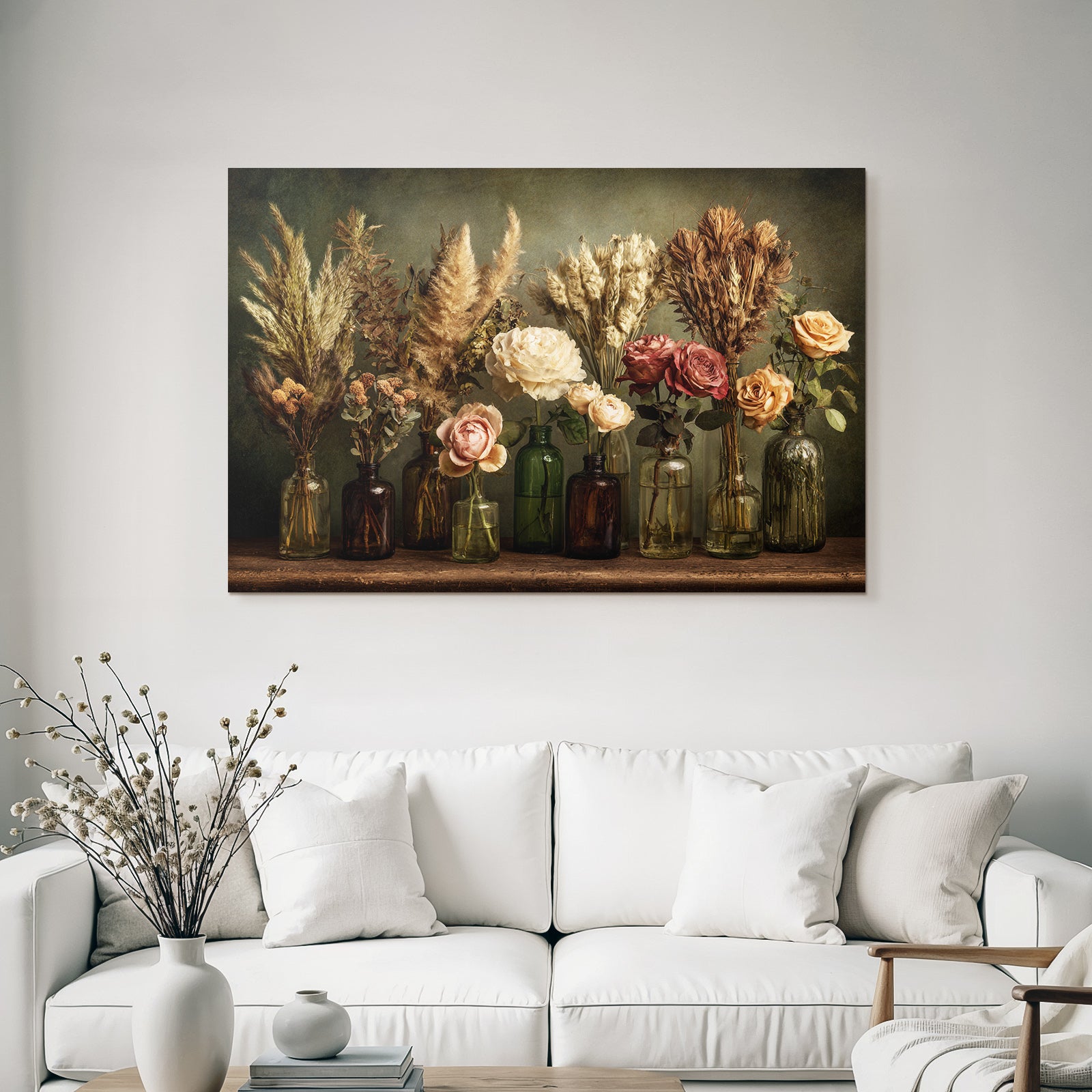Trocken Retro Flowers Getrocknete In Glassflaschen Künstliche Deko Rustikal