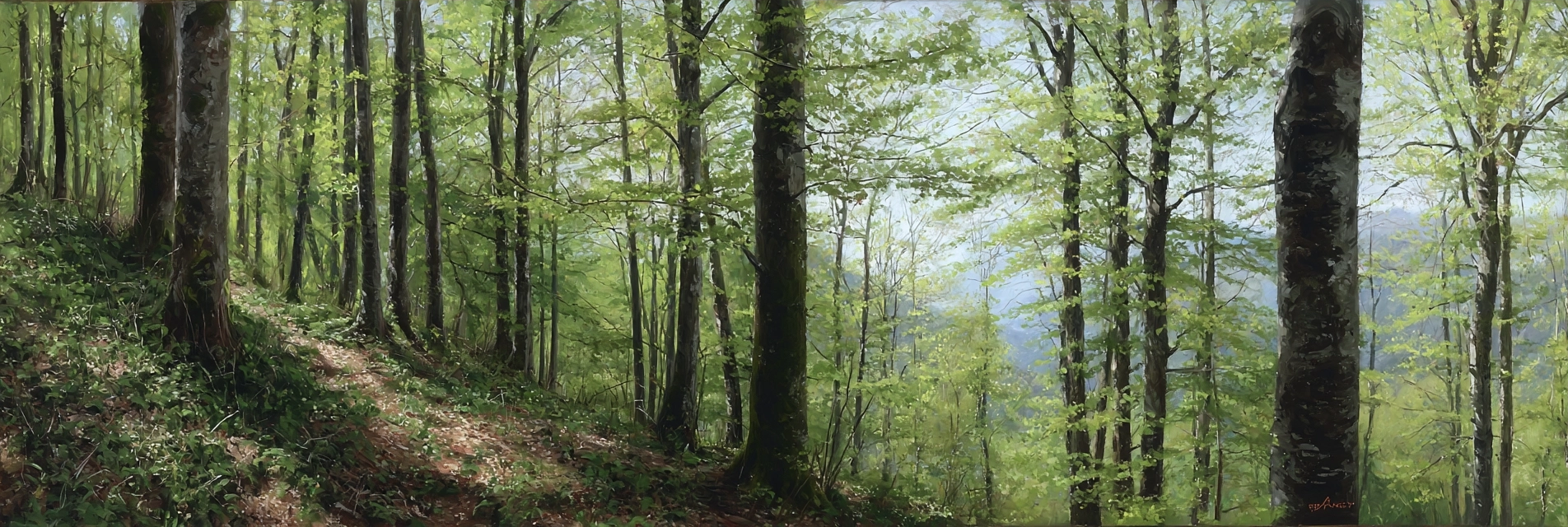 Ruhiger Wald Sonnenlicht Grüne Blätter Pfad | Duenen und Heide | Landschaften