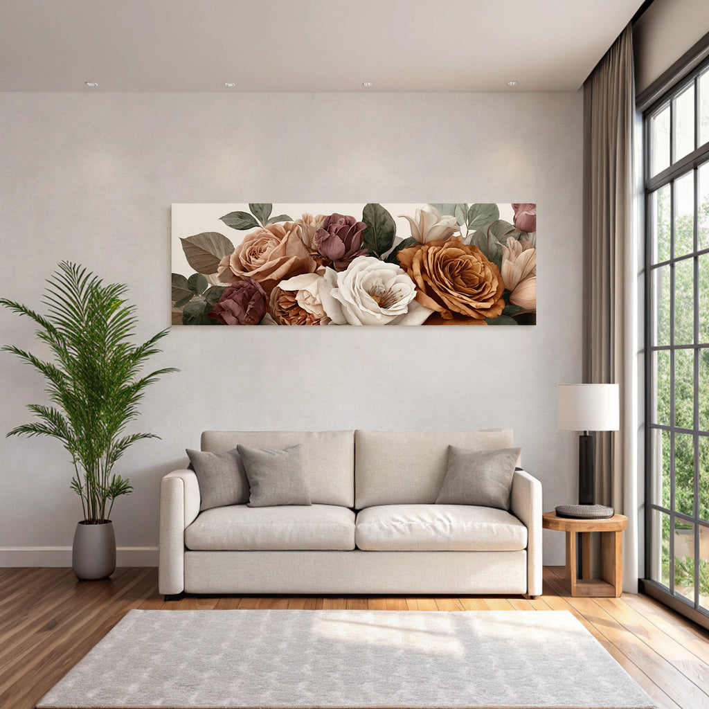 Sanftes Rosengesteck Mit Blättern In Beige Creme Terrakotta Und Mauve Im Malerischen Stil