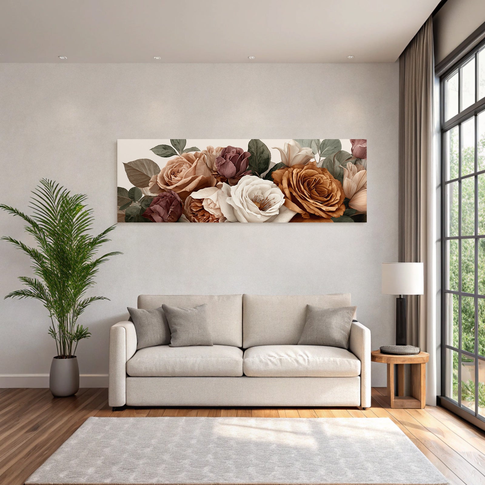 Sanftes Rosengesteck Mit Blättern In Beige Creme Terrakotta Und Mauve Im Malerischen Stil
