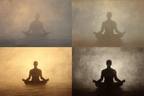 Yoga Meditation Meditation Collage Silhoütte Beruhigende Atmosphäre | Yoga und Meditation | Themen und Hobbys