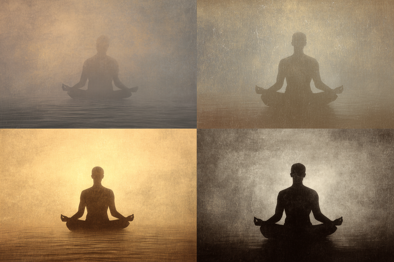 Yoga Meditation Meditation Collage Silhoütte Beruhigende Atmosphäre | Yoga und Meditation | Themen und Hobbys