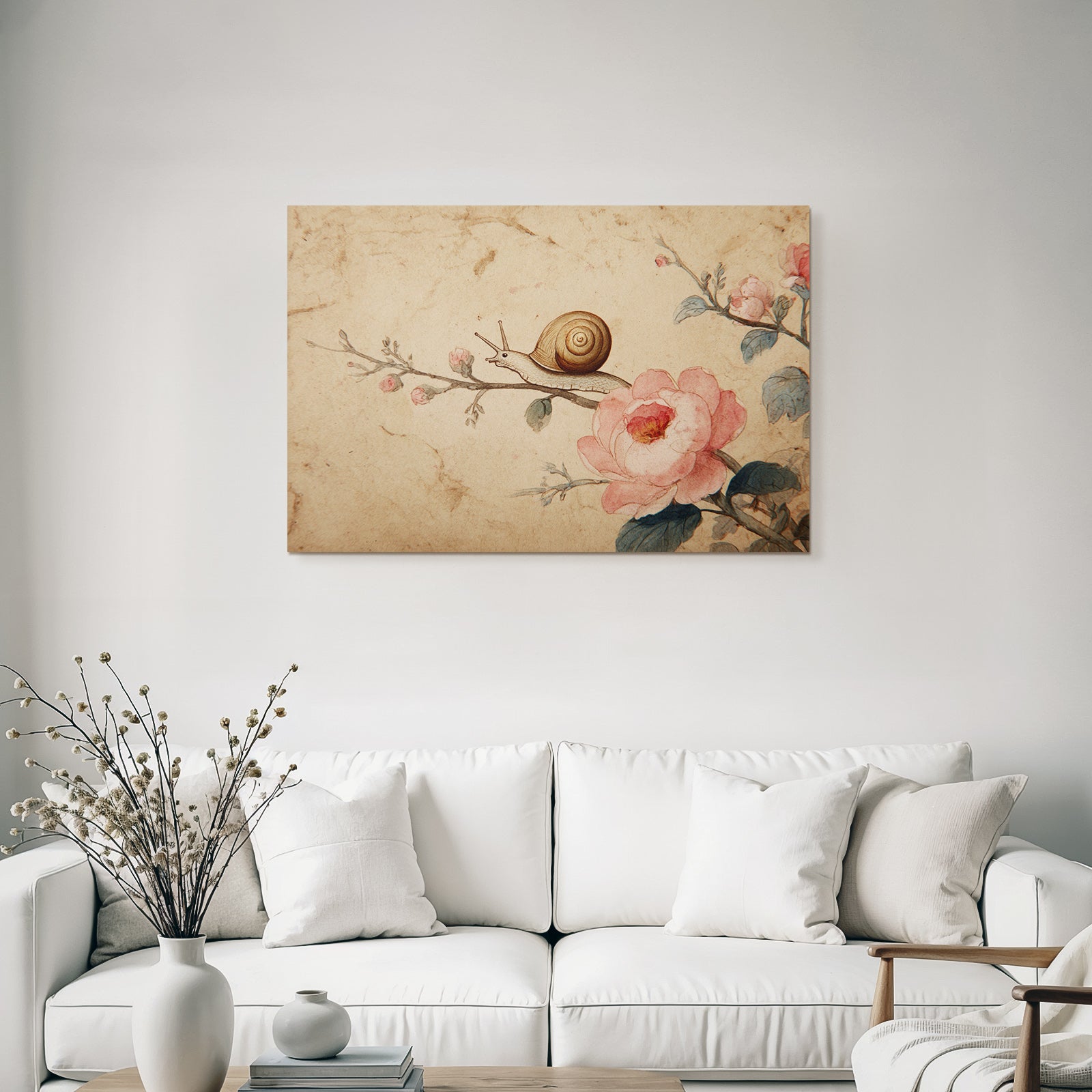 Schnecke Auf Ast Mit Rosa