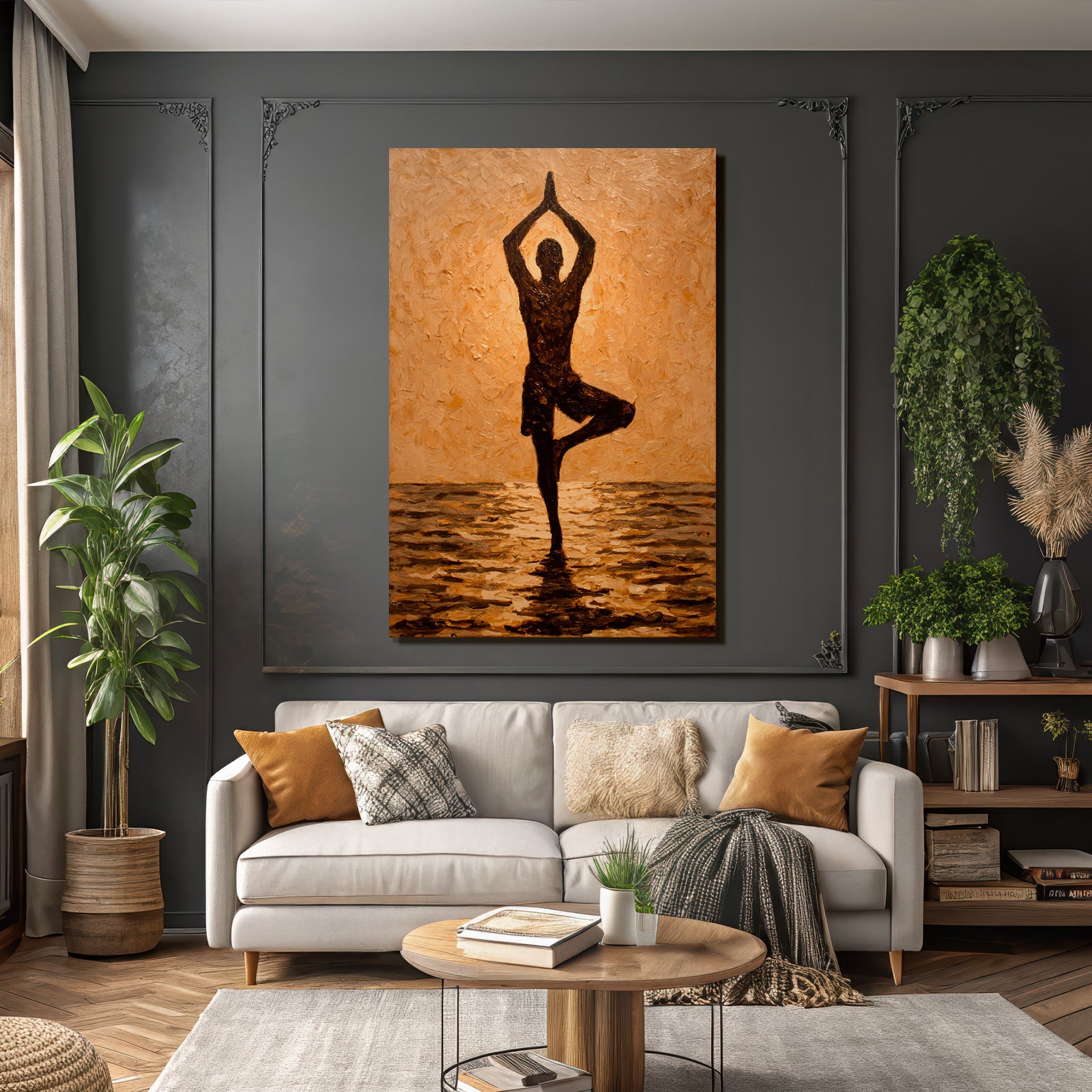 Yoga Meditation Baum Yoga Pose Beruhigung Ölmalerei | Yoga und Meditation | Themen und Hobbys
