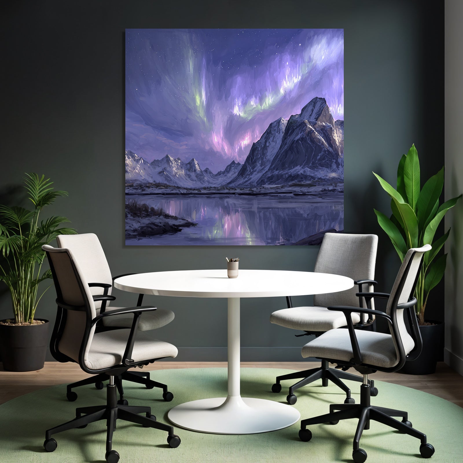 Polarlicht Ruhige Landschaft Mit Aurora Borealis Und Reflektion In Wasser | Fjorde und Gletscher | Landschaften