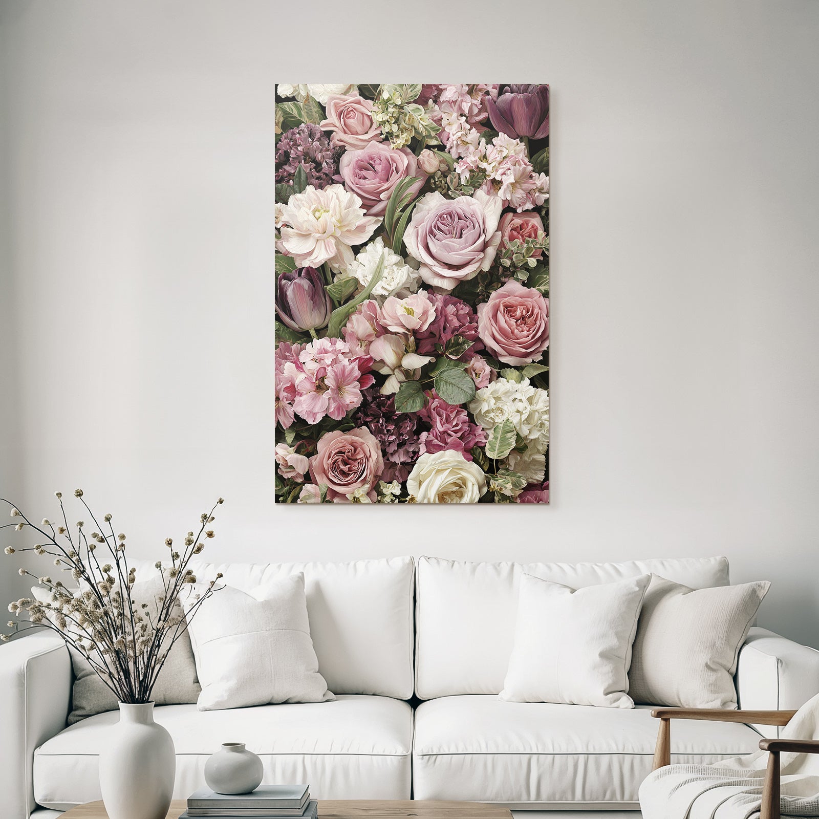 Arrangement In Pink Weiss Und Lila Mit Rosen Und Tulpen